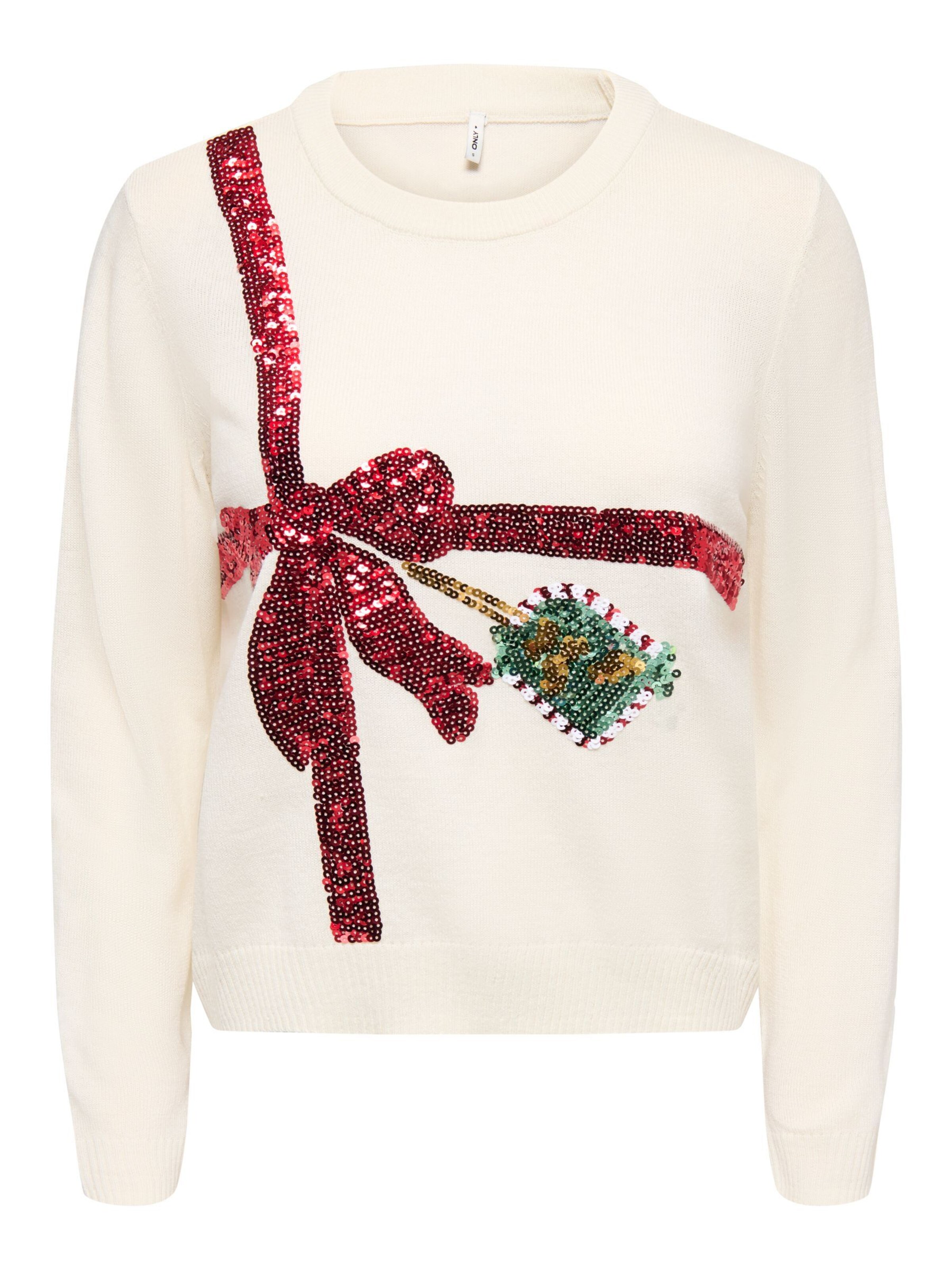 Pullover 'XMAS ' di ONLY in bianco: frontale