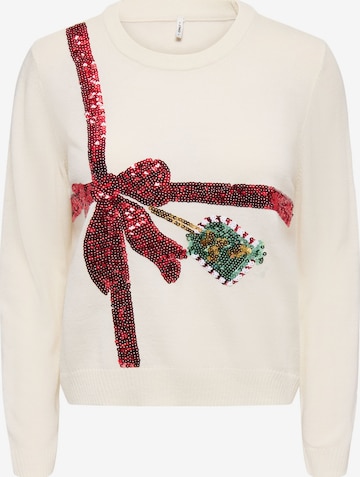 Pullover 'XMAS ' di ONLY in bianco: frontale