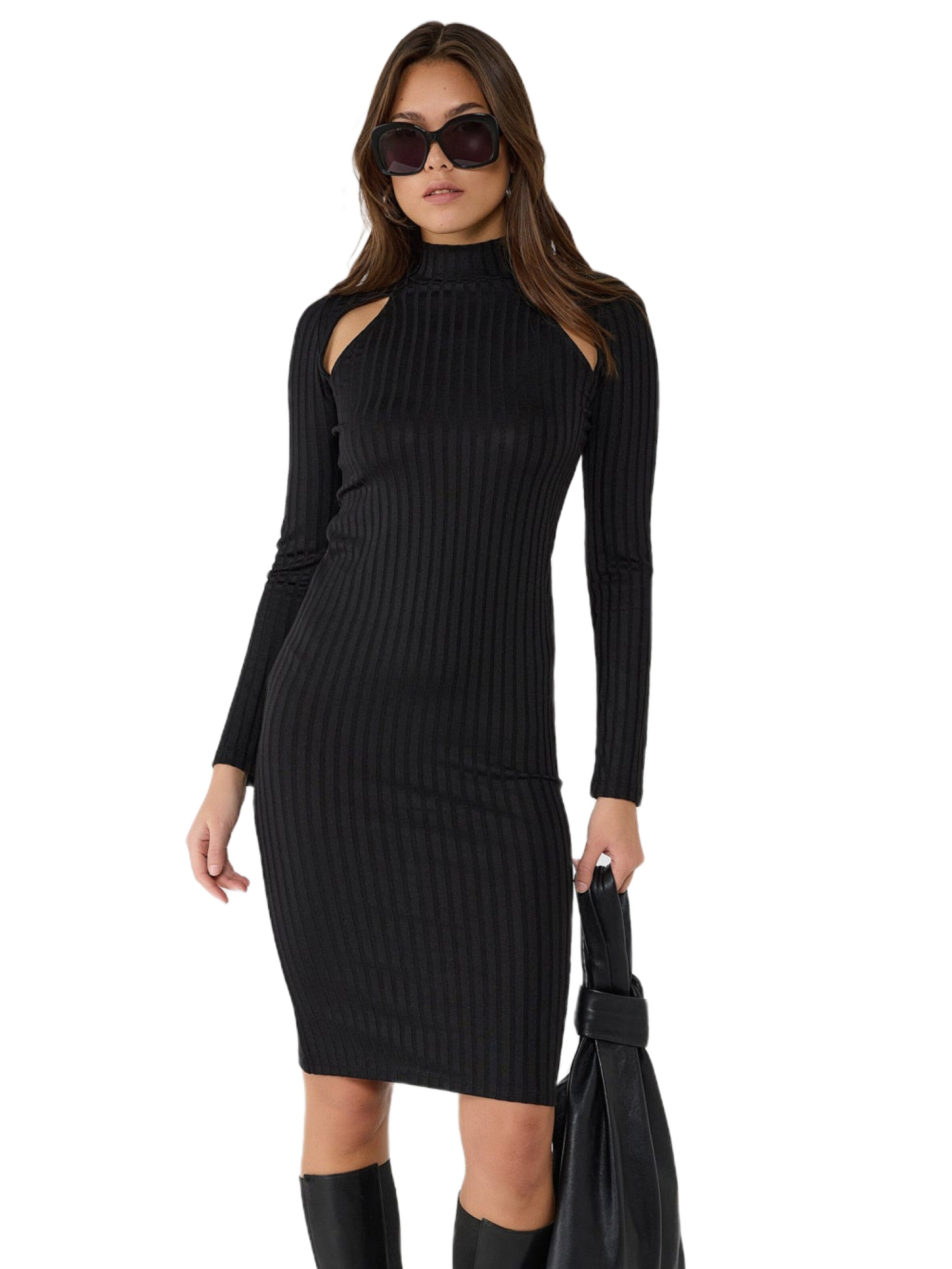 No Matter What Gebreide jurk in Zwart: voorkant