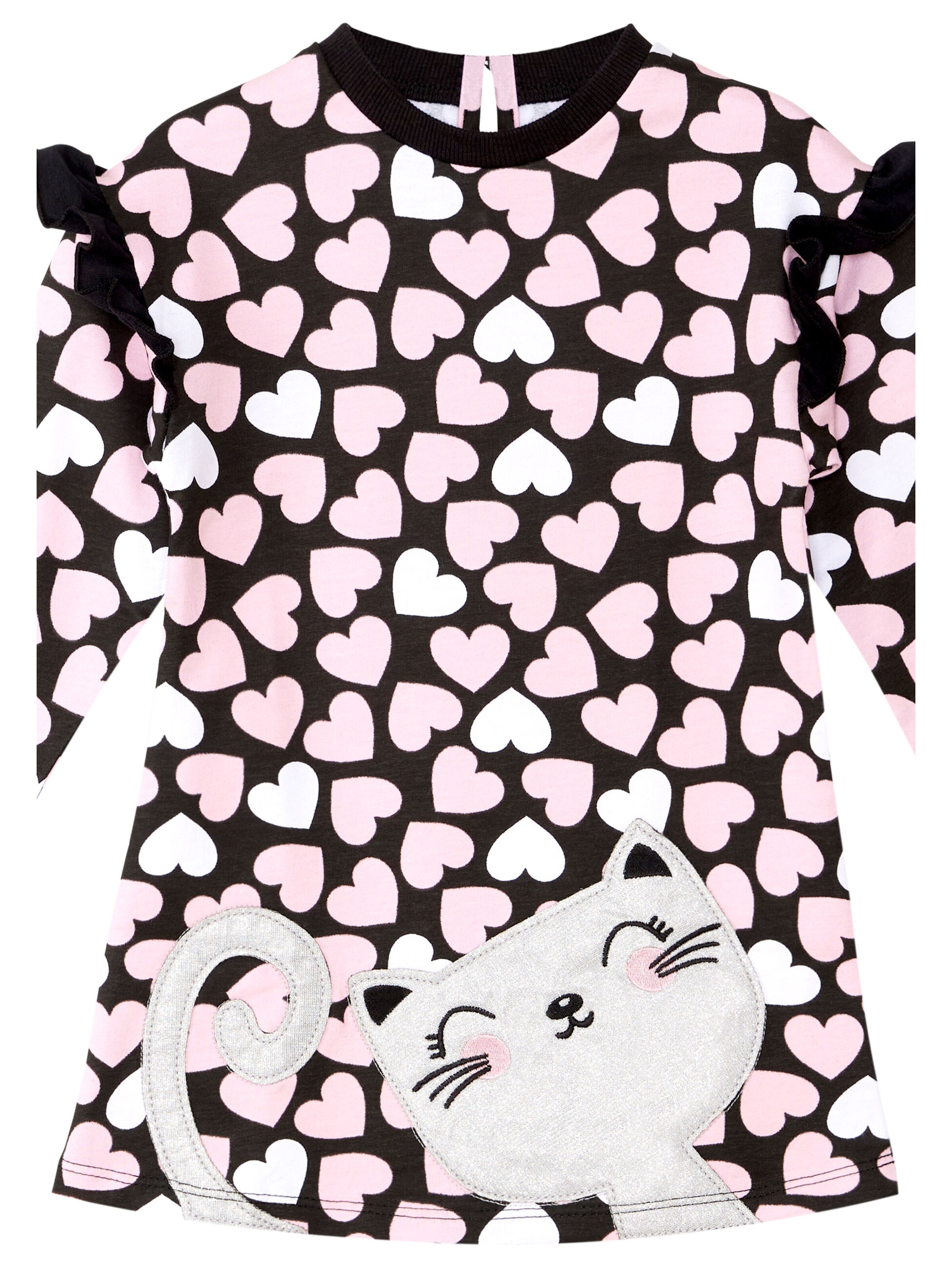 Abito 'Hearted Cat' di Denokids in nero