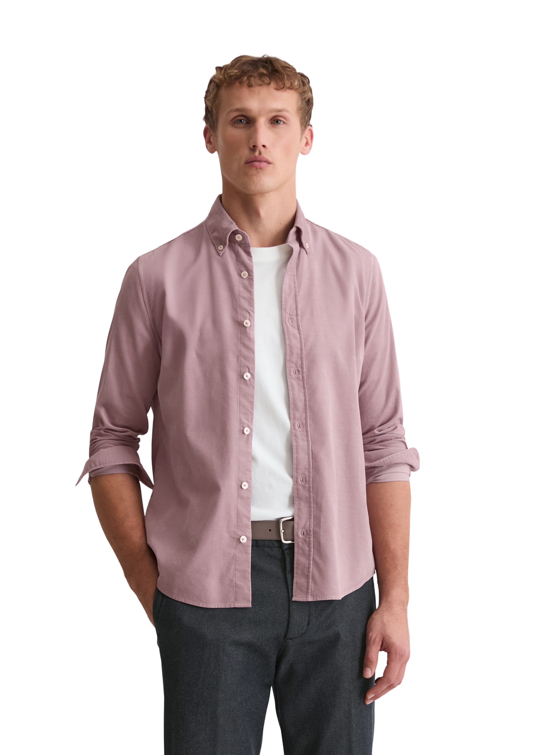 Marc O'Polo Slim fit Button Up Shirt in Purple: front
