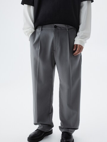 Pull&Bear Wide leg Pantalon in Grijs: voorkant