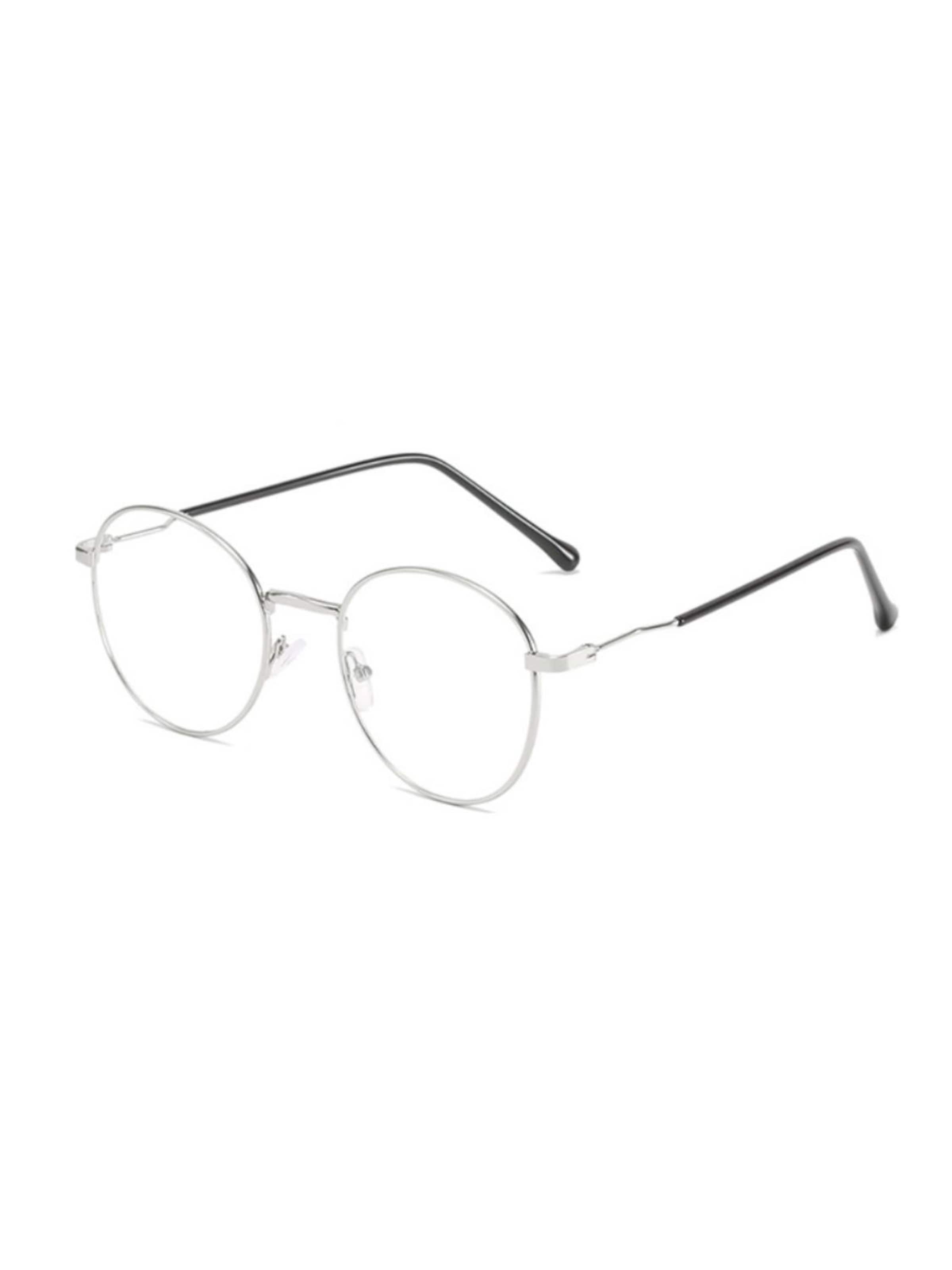 VEYREY Sunglasses 'VeyRey Blaulicht blockierende Brille Deug Oválné Klar gläser Silber' in Silver: front