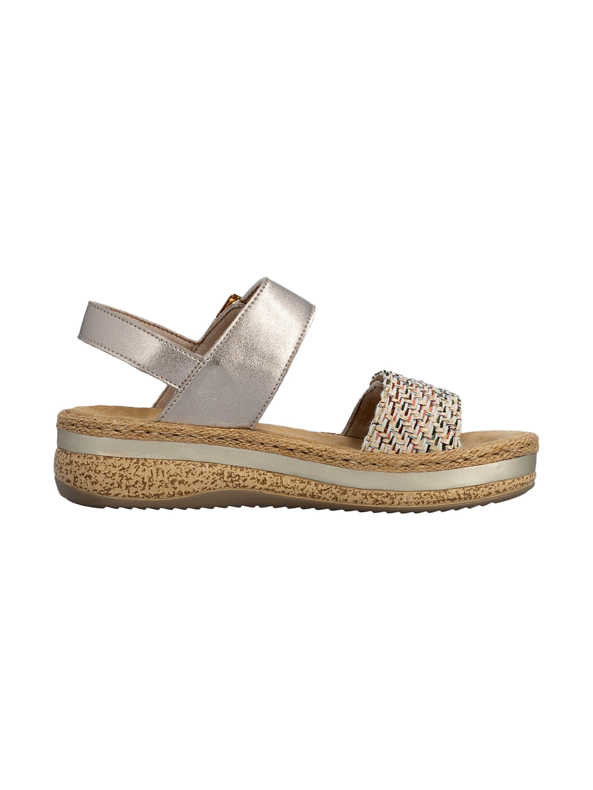 Sandales 'Rimo-Sandalen aus Leder mit Keilabsatz' Rieker en gris