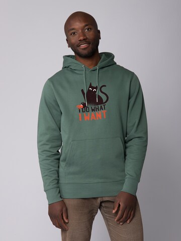 Watapparel Sweatshirt ' Cat ' in Groen: voorkant
