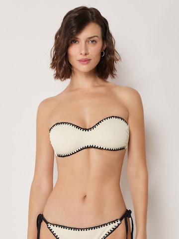 CALZEDONIA Bandeau Bikinitop 'Bicolor Embroidery' in Beige: Vorderseite