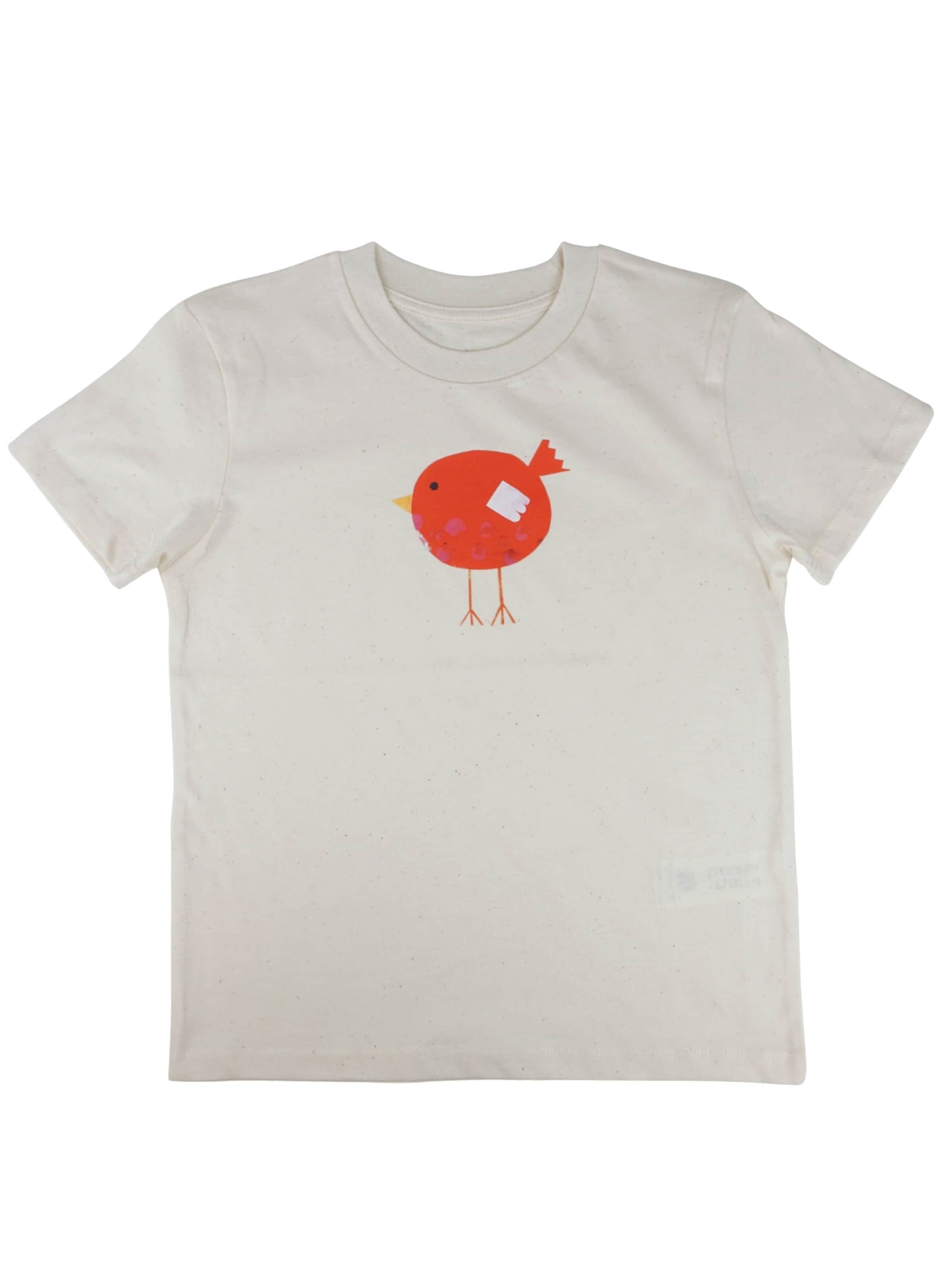MelaDi Shirt 'Roter Vogel'‌‌‌‌ in Weiß: Vorderseite