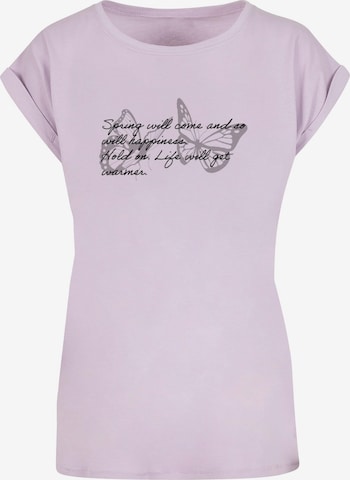 Merchcode Shirt 'Spring Saying' in Lila: predná strana