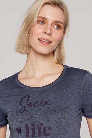 Soccx T-Shirt mit Glitter Wording Print in Blau