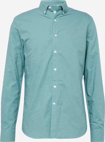 FARAH Slim fit Button Up Shirt 'BREWER' in Blue: front