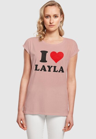 T-shirt 'I Love Layla' Merchcode en rose : devant