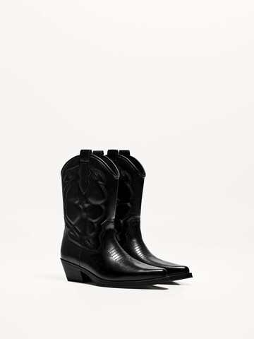 Bershka Kovbojské boty – černá