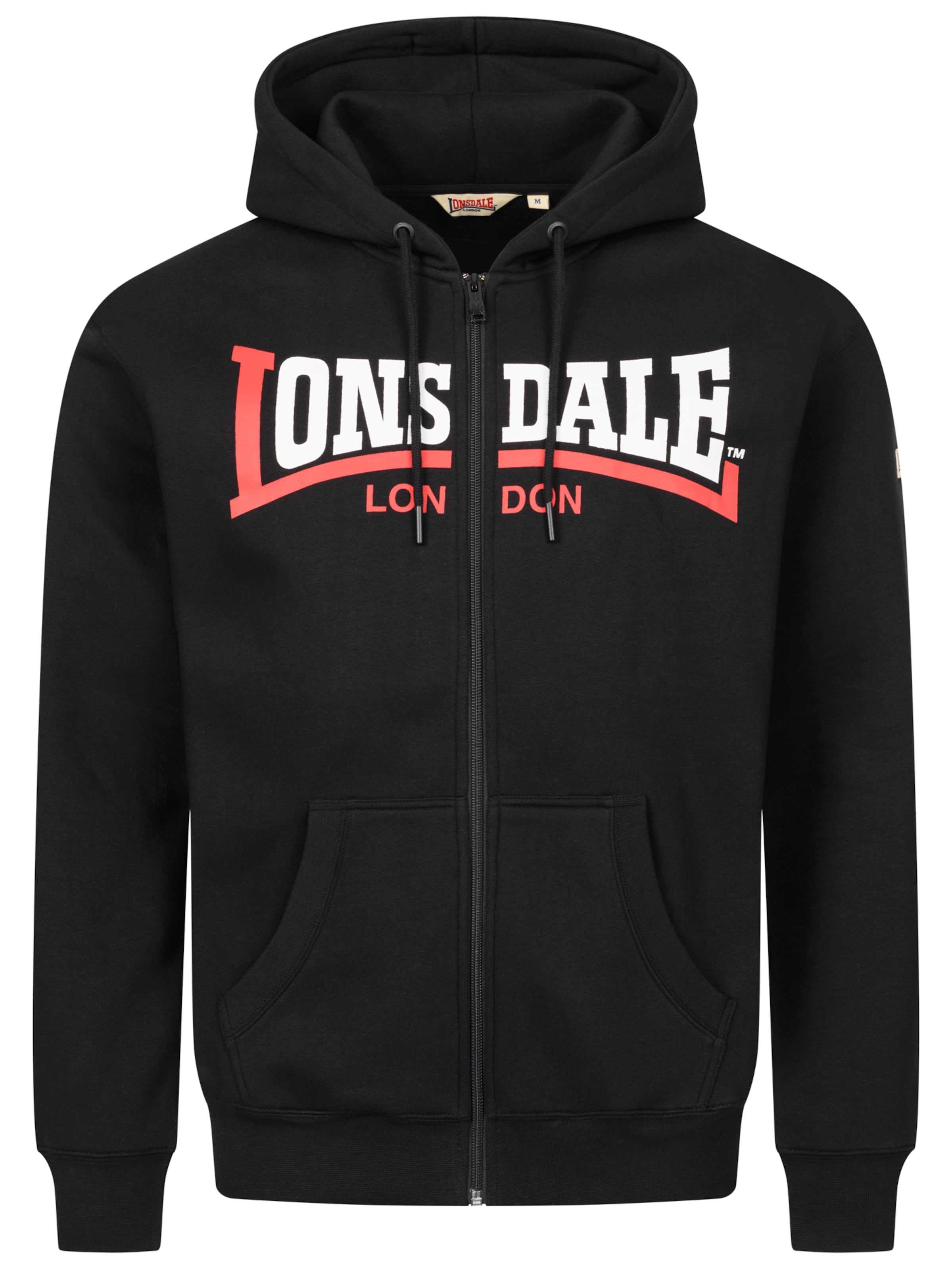 LONSDALE Bluza rozpinana 'Garrigill' w kolorze czarny: przód