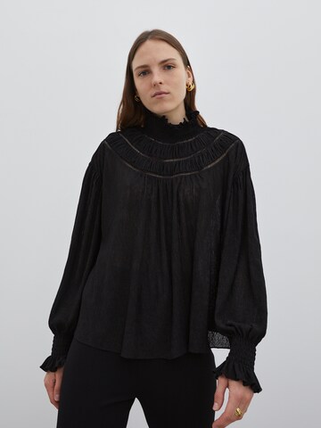 EDITED Bluse 'Limette' in Schwarz: Vorderseite