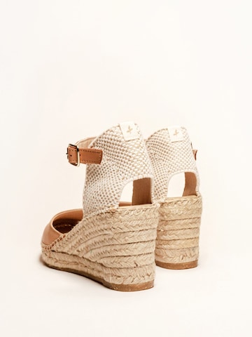Sandalo con cinturino 'Alpargata Cuña 7 cm' di Alhamas in beige
