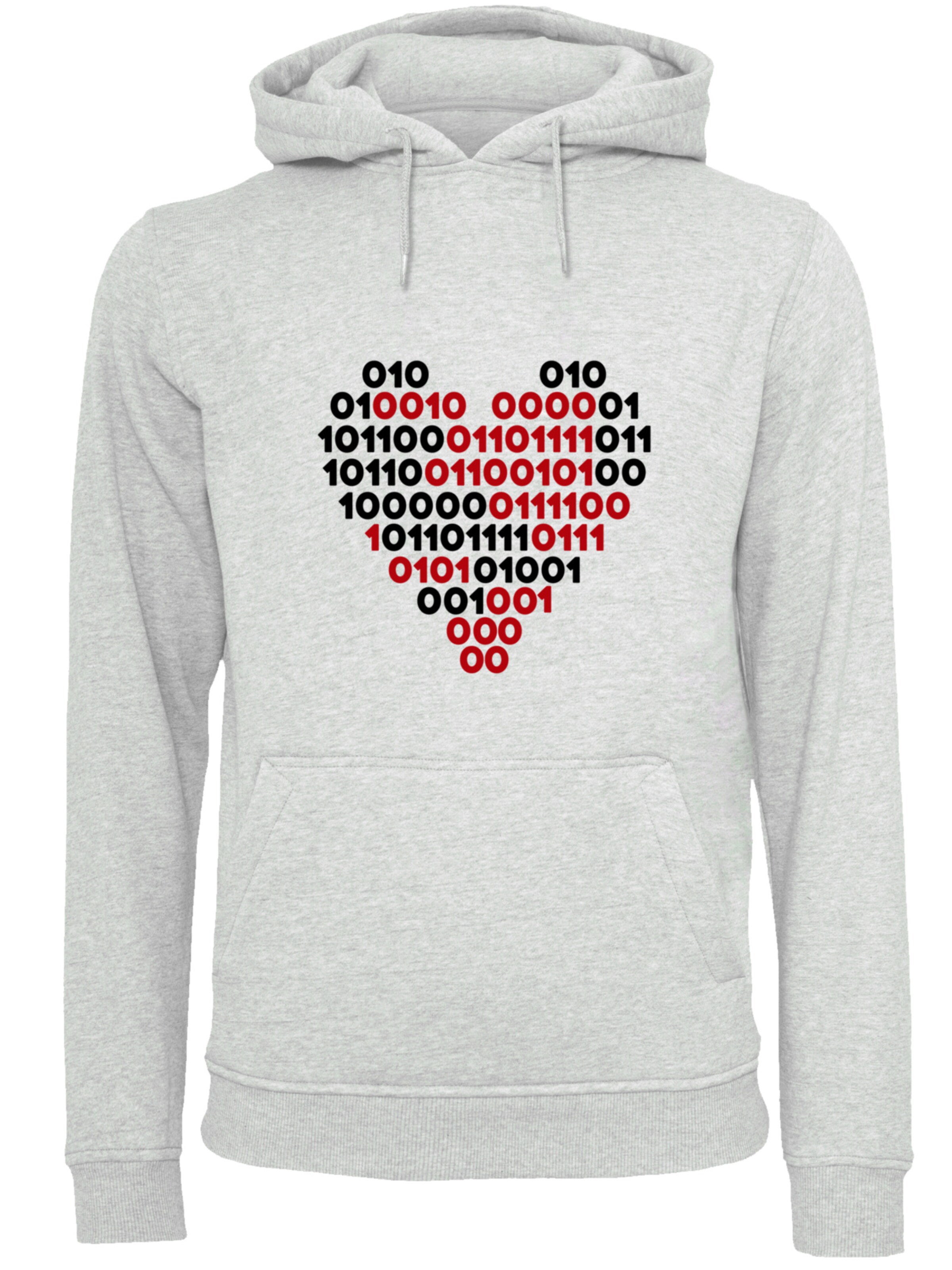 F4NT4STIC Sweatshirt 'I Love You 01001001 Binary Code Herz Valentinstag' in Grey: front