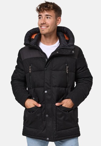 INDICODE JEANS Parka 'Krem' in Schwarz: predná strana