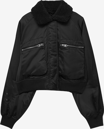 Geacă de primăvară-toamnă de la Pull&Bear pe negru: față