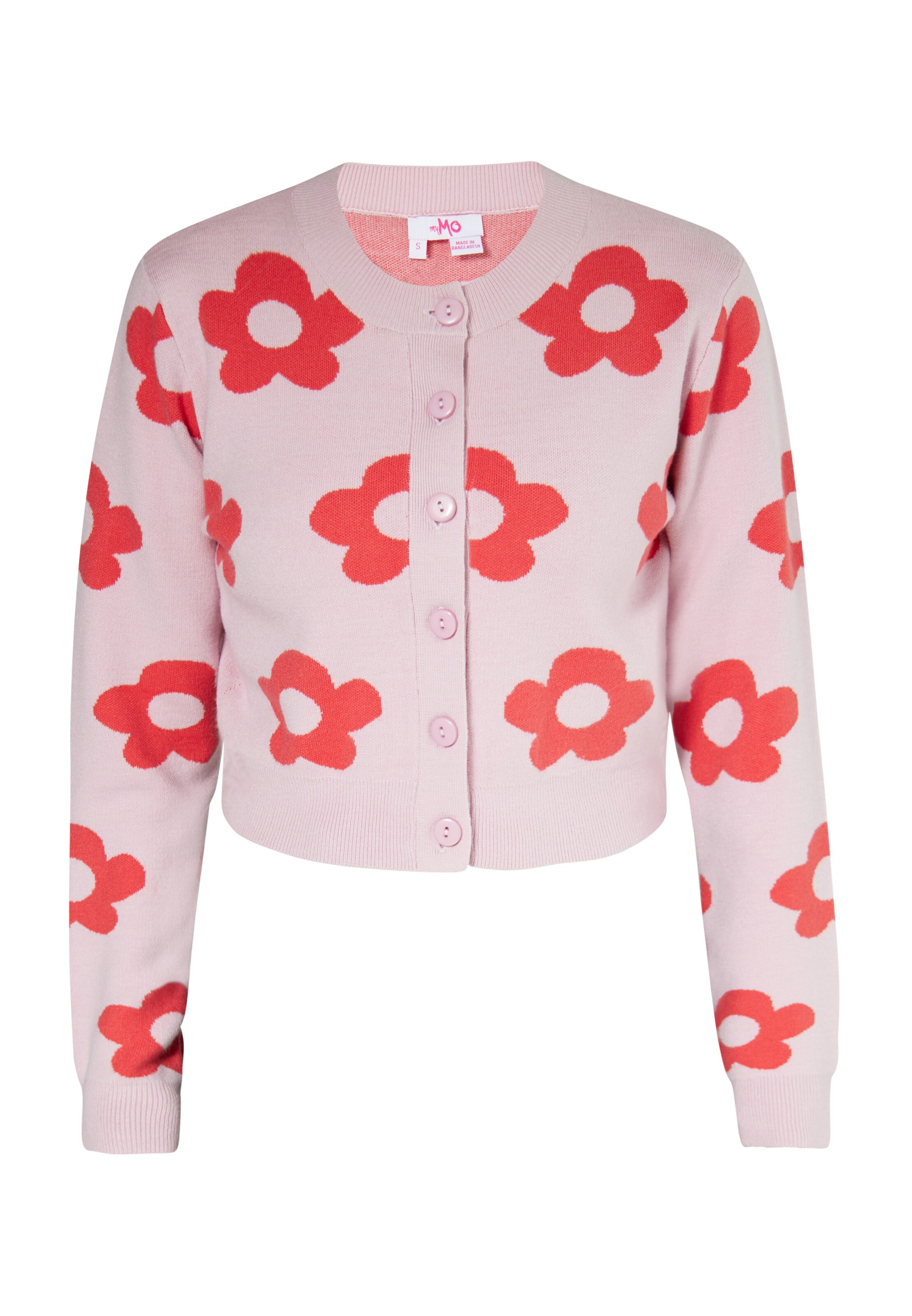 MYMO Πλεκτή ζακέτα σε ροζ: μπροστά