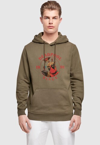 ABSOLUTE CULT Sweatshirt 'Deadpool - Brain Damage' in Green: front