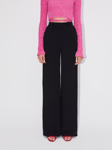 Wide Leg Pantalon à plis 'Anja' LeGer Premium en noir : devant