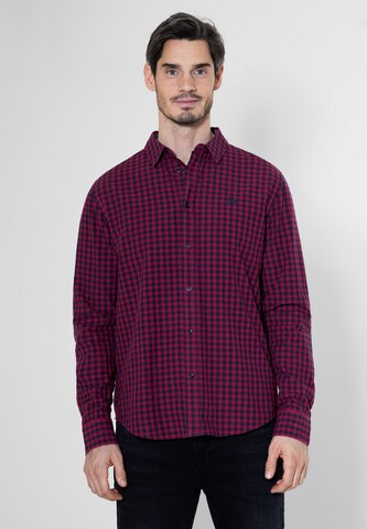 Street One MEN Regular fit Button Up Shirt in Purple: front