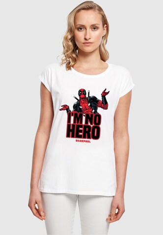 ABSOLUTE CULT Shirt 'Deadpool - I Am No Hero' in White: front