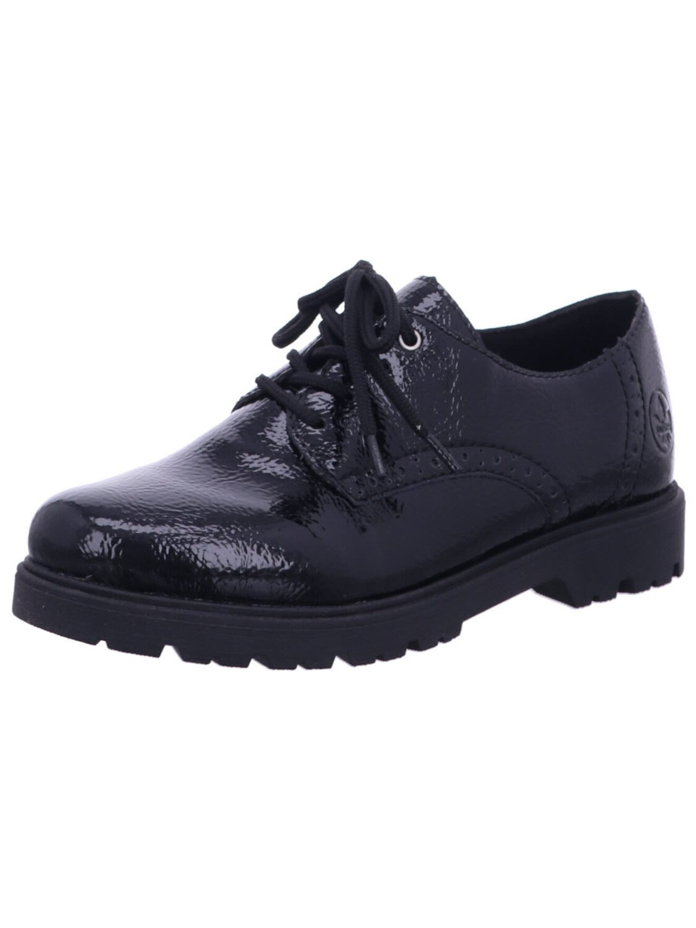 Scarpa stringata 'Schnürschuh Damen 45502 00 Kunststoff (Synthetik) in schwarz' di Rieker in nero: frontale