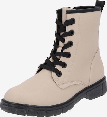 MARCO TOZZI Lace-Up Ankle Boots '25282' in Beige: front