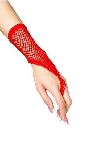 Dirndline Fingerless Gloves 'Netz-Armstulpen kurz' in Red: front