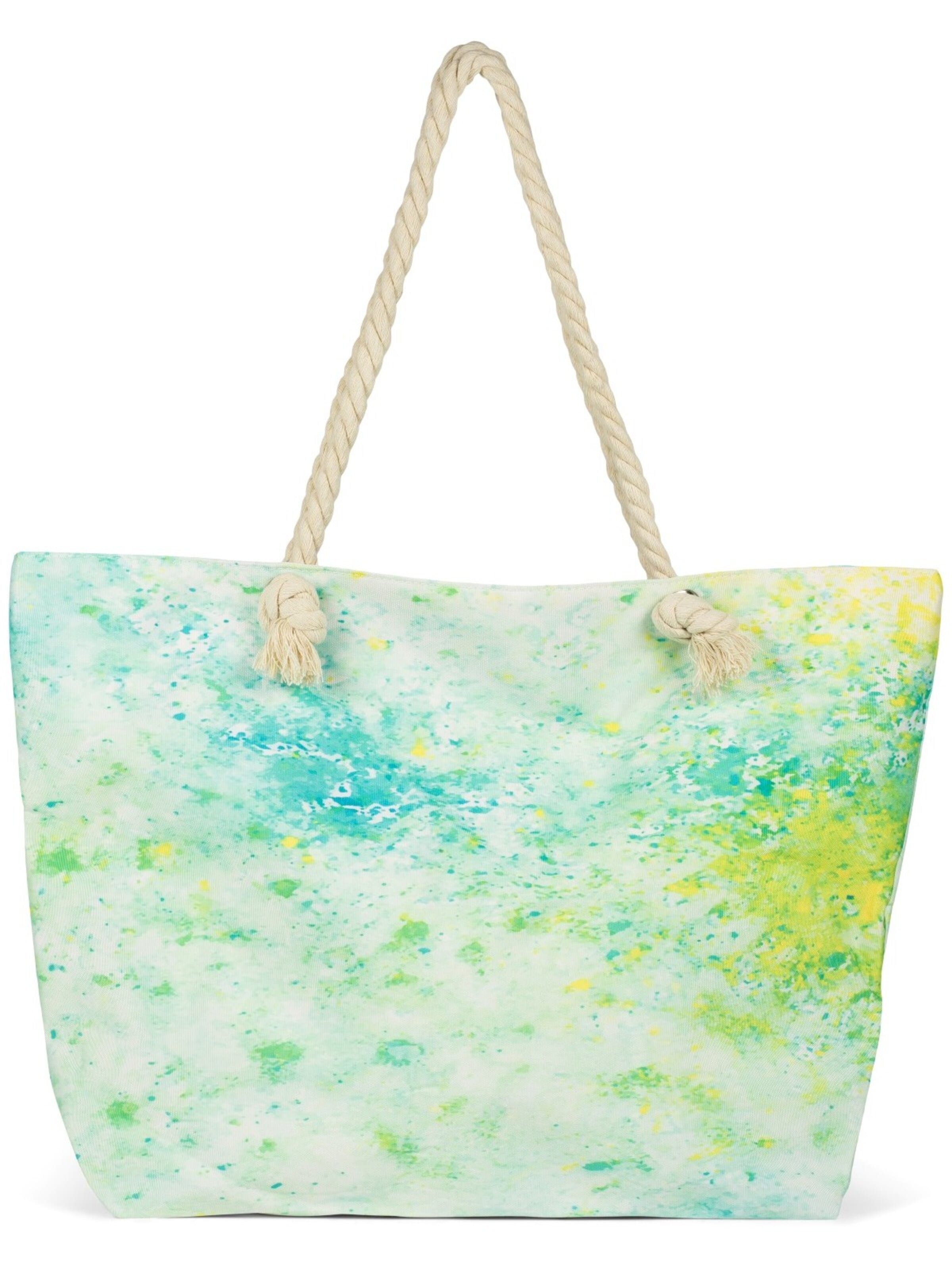 styleBREAKER Strandtasche 'Strandtasche Pouring Flecken Muster'‌‌ in Grün: Vorderseite