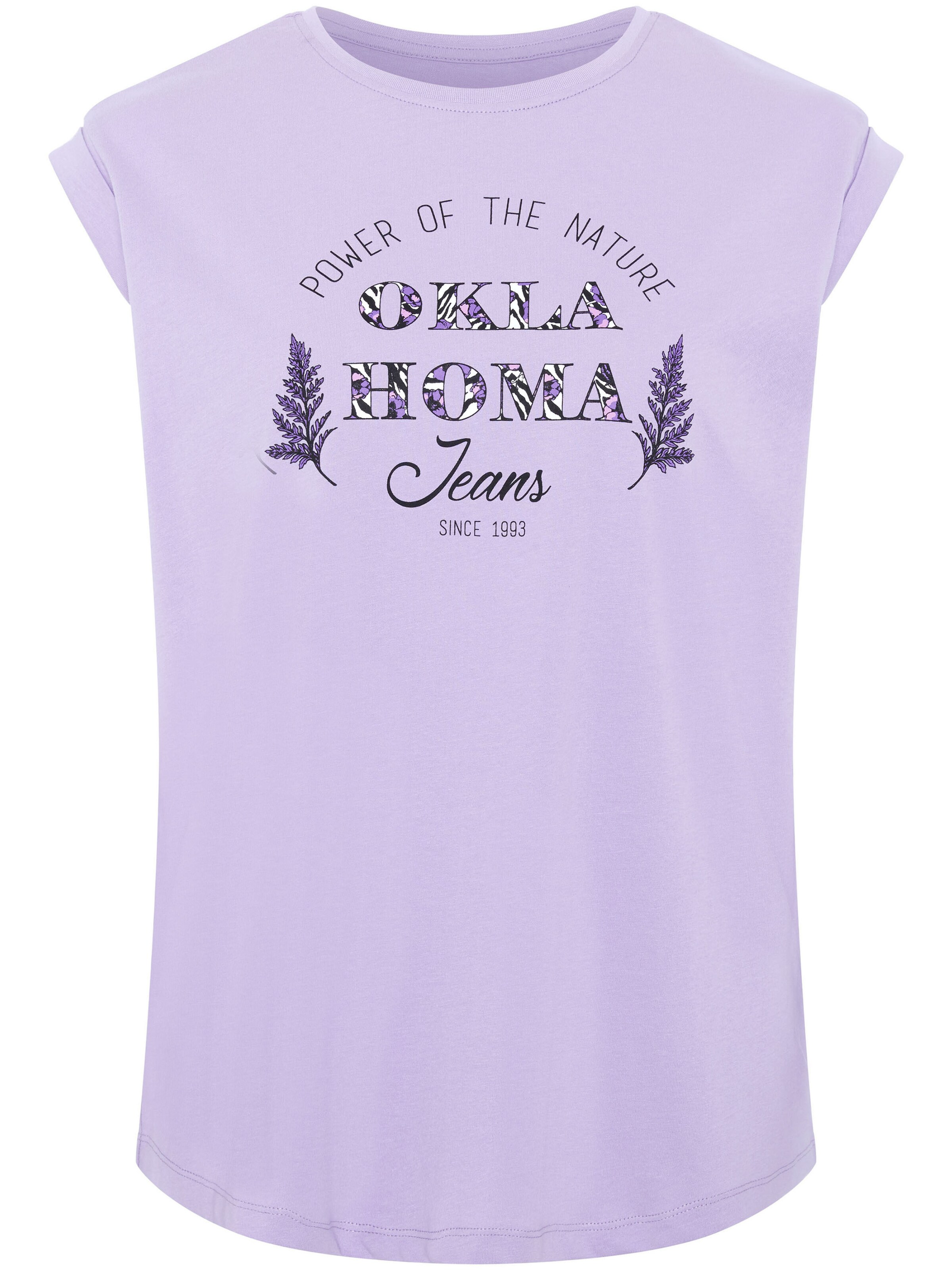 Oklahoma Jeans T-Shirt ' mit Statement-Print aus Jersey ' in Lila: Vorderseite
