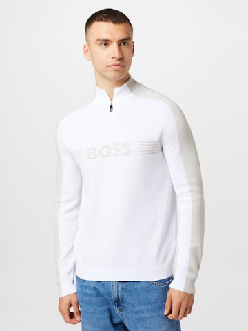 BOSS Green Sweater 'Zirros' in White: front