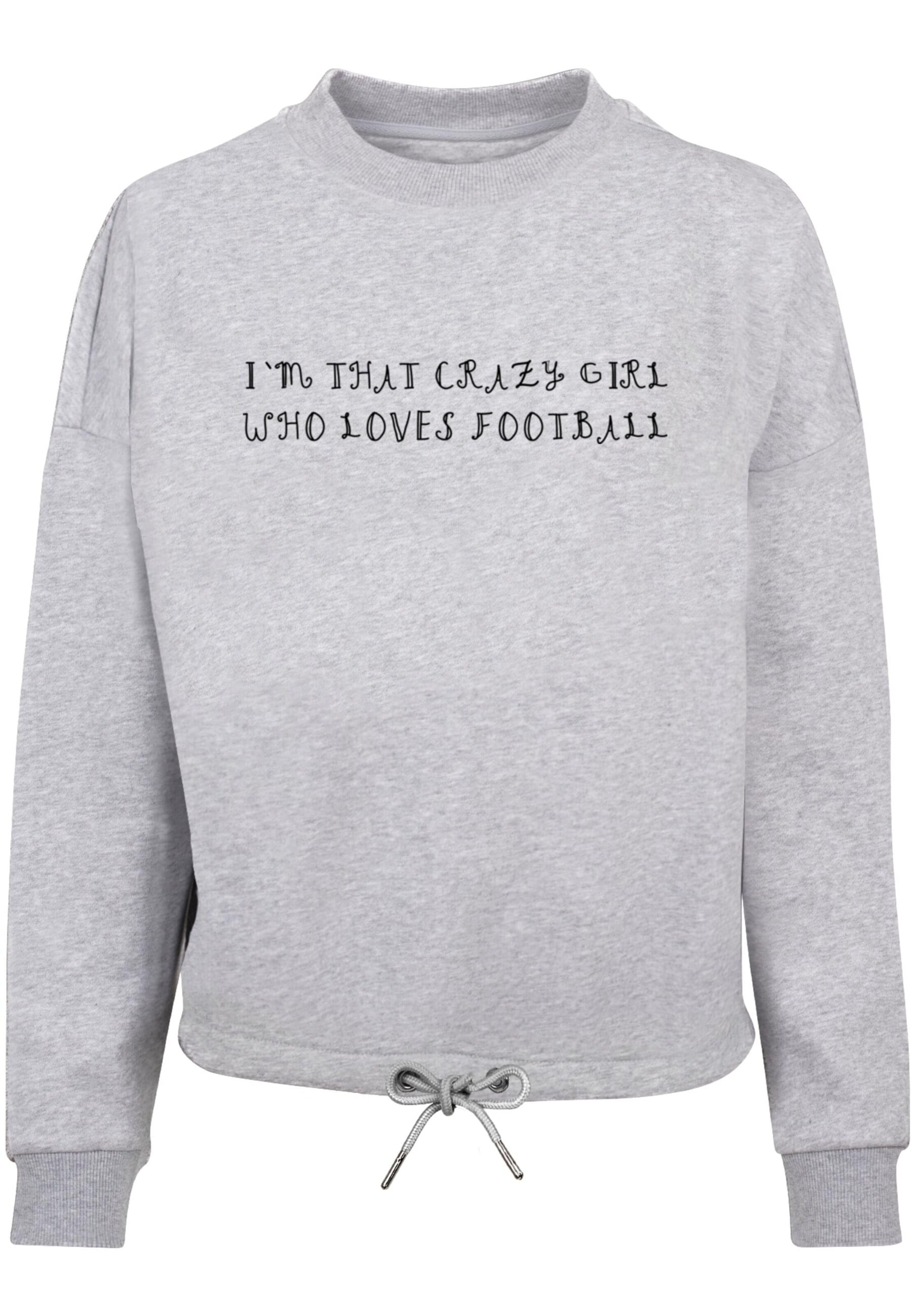 Merchcode Sweatshirt 'Crazy Football Girl' in Grijs: voorkant
