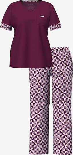 Ulla Popken Pyjama in M-L in dunkellila / weiß, Produktansicht