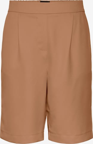 PIECES Pleat-Front Pants 'Tally' in Brown: front