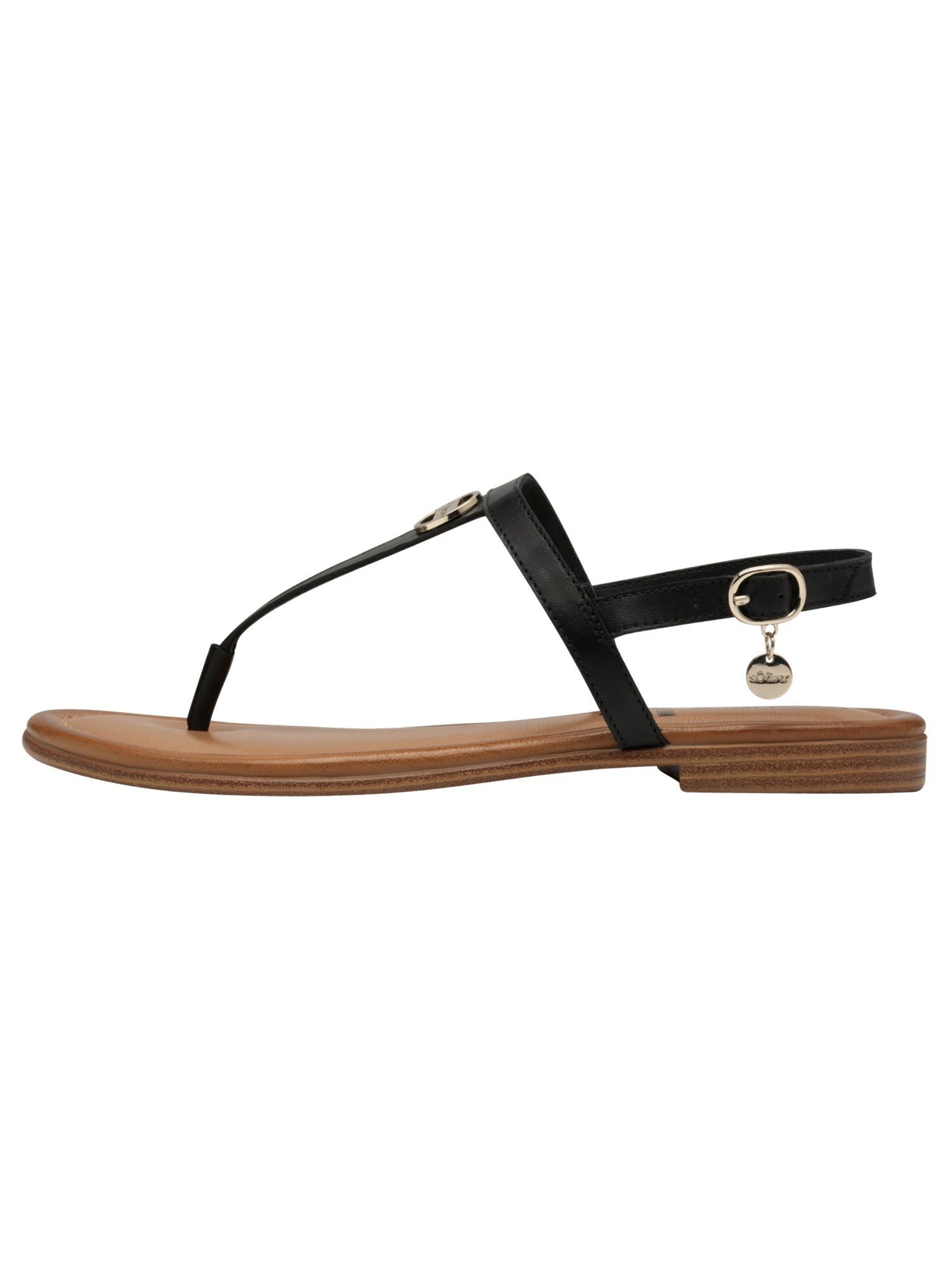 s.Oliver T-Bar Sandals in Black