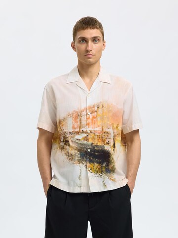 SELECTED HOMME Comfort fit Button Up Shirt in Orange: front