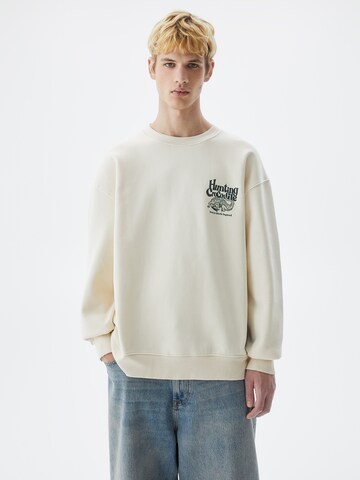 Sweat-shirt Pull&Bear en blanc : devant