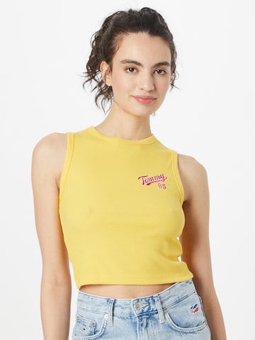 Tommy Jeans Knitted Top 'College' in Yellow: front