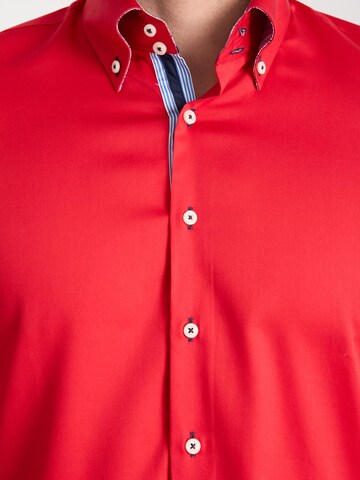 Slim fit Camicia business 'Roma Iconic Satin Man Shirt White' di 7Camicie in rosso