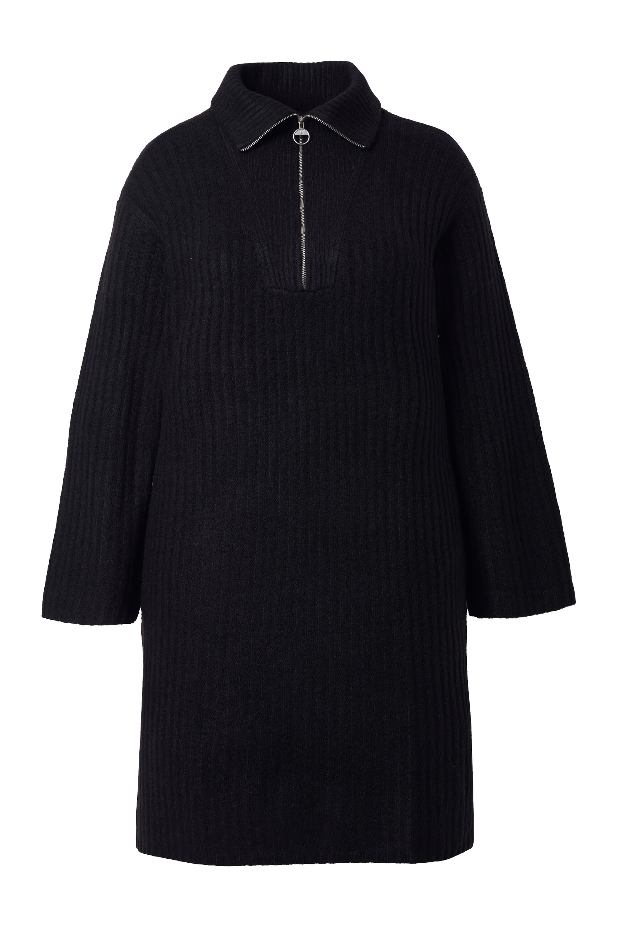 Ulla Popken Gebreide jurk in Zwart: voorkant