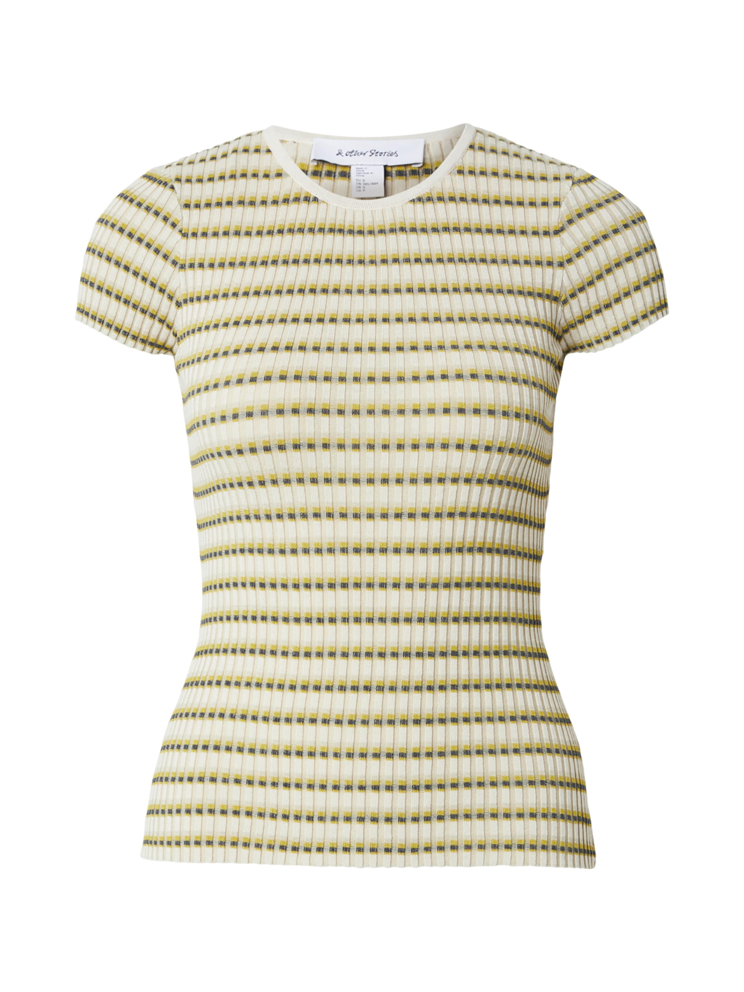 & Other Stories T-shirt en moutarde / gris foncé / roseau, Vue avec produit
