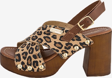 Les Tropéziennes - Sandalias 'Paloma – Ledersandalen mit Absatz' en beige: frente