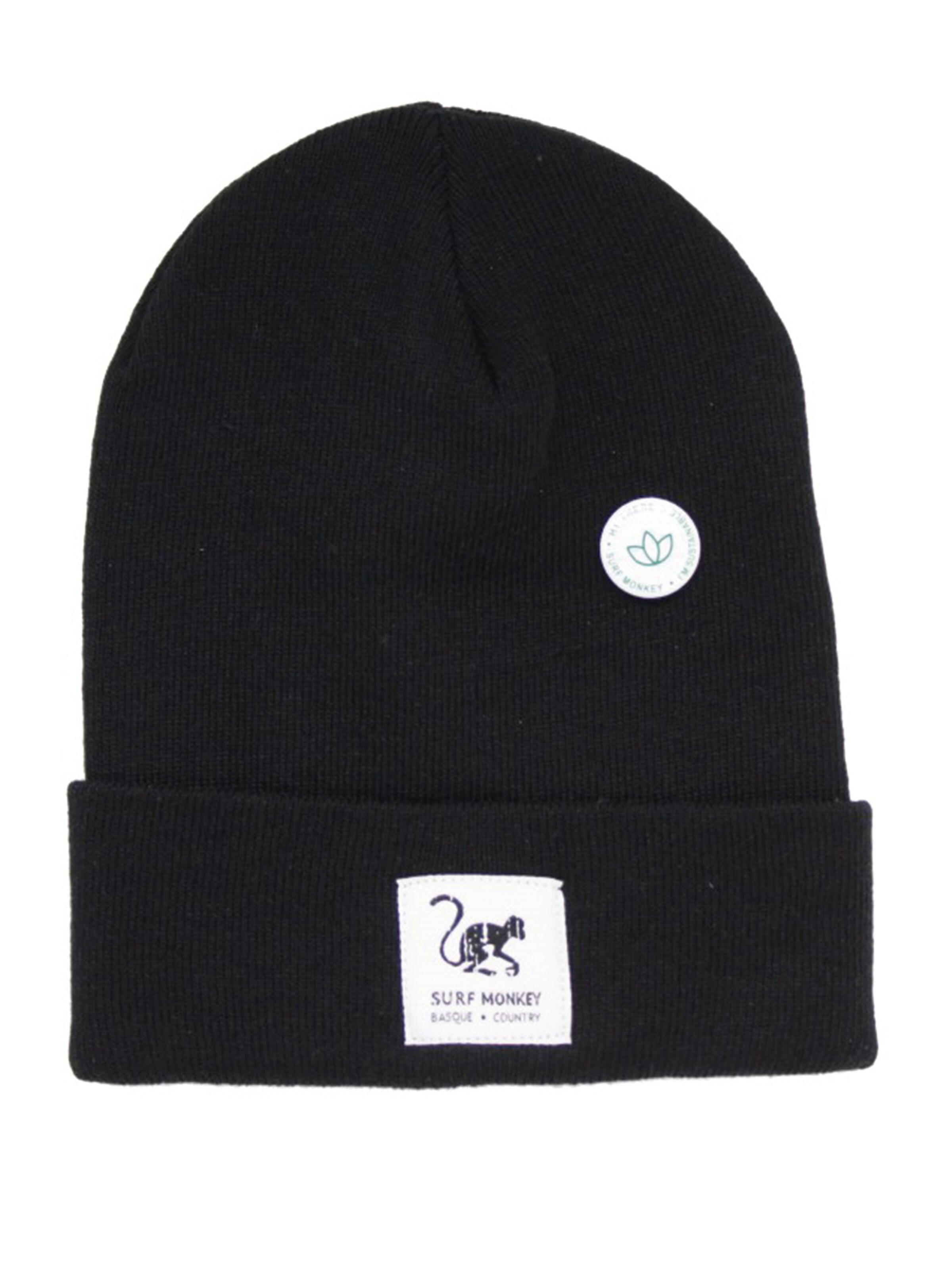Surf Monkey Beanie in Black: front