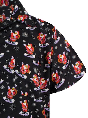 Regular fit Camicia 'Christmas Snow Santa' di King Kameha in nero
