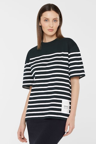 SENSES.THE LABEL T-Shirt TEC:LA mit Streifen-Design in Blau