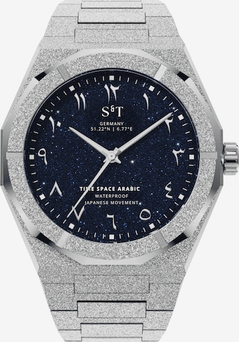 S&T Design Analog Watch 'TIME SPACE ARABIC' in Silver: front