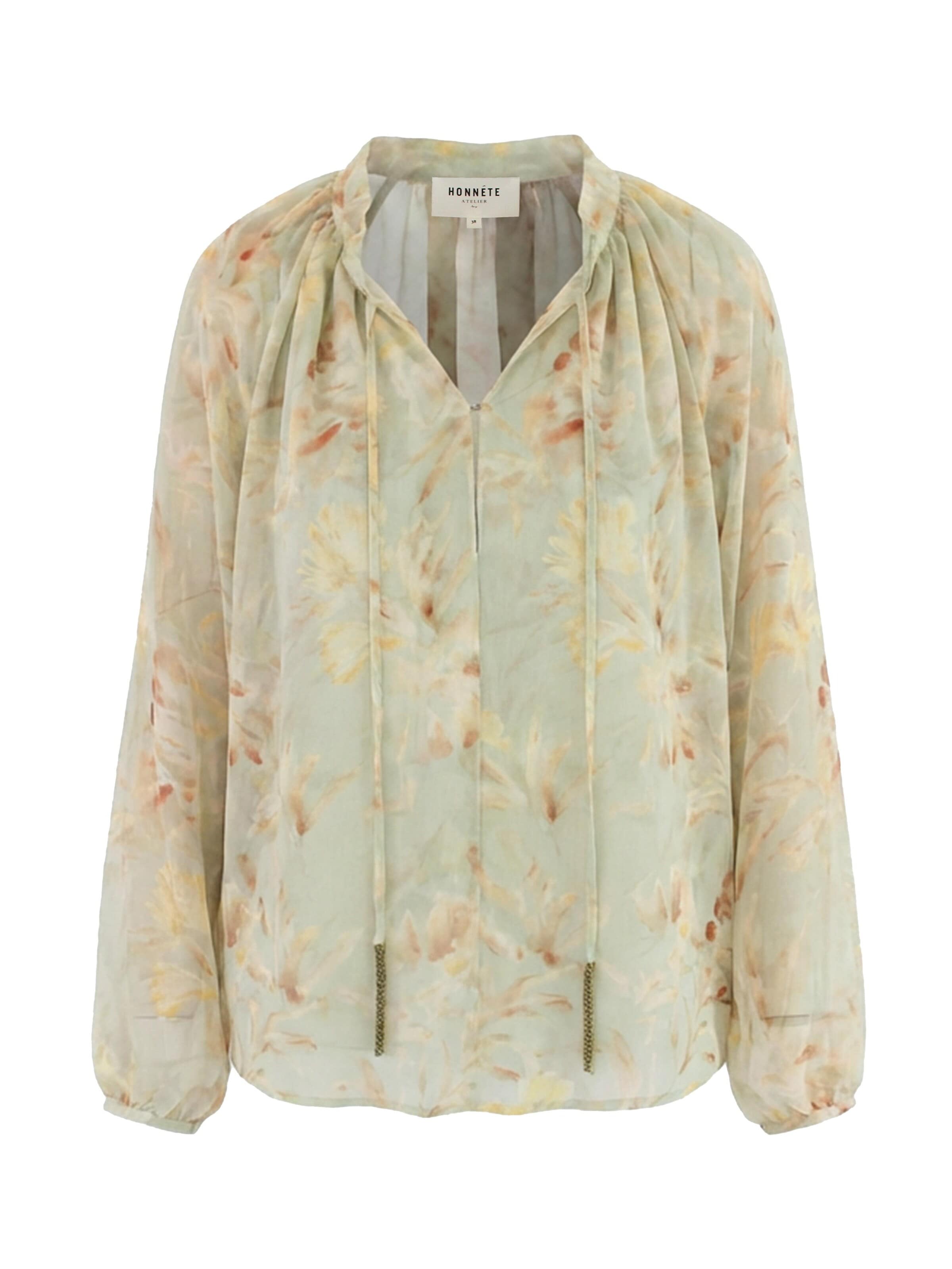 Honnête Atelier Blouse 'Gene blouse' in Green: front