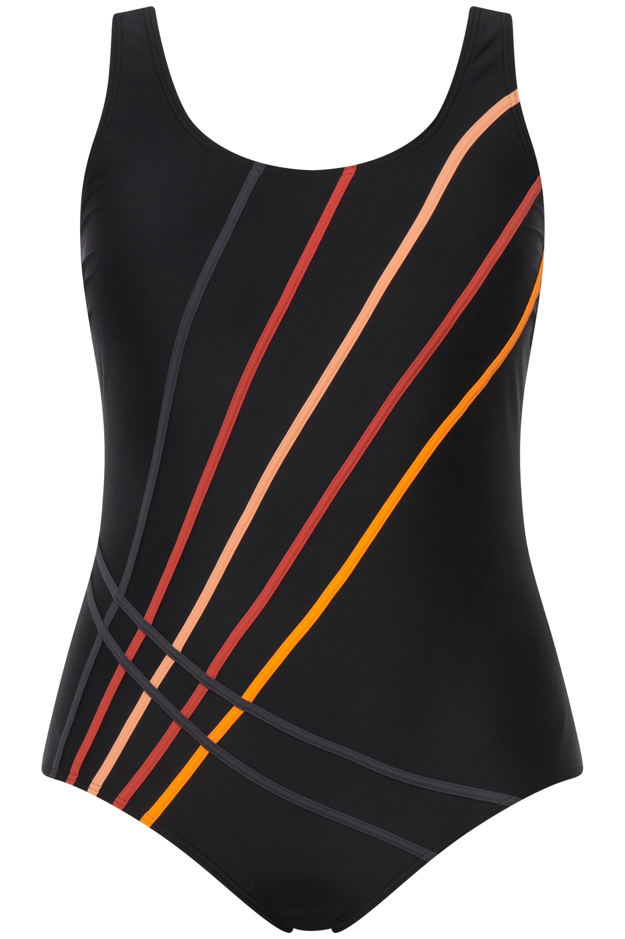 Ulla Popken T-shirt Swimsuit in Black: front